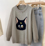 Kvaliteetne Runway Designer Cat Jacquard Kootud Kampsunid Pulloverid Naiste S&uuml;gis Talv Harajuku Sweet Kampsun C-280 one size hall