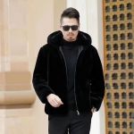 Karusnahast naaritsa karusnahast mantel Meeste talvemantel kapuutsiga meeste naaritsa karusnahast meeste imitatsioonist naaritsa karusnahast jakk Meeste k&otilde;rge kvaliteediga L