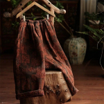 Johnature naiste talvised soojad laia s&auml;&auml;rega p&uuml;ksid prindiga lilleline elastne v&ouml;&ouml;koht pluss puuvillased p&uuml;ksid vintage naiste pikad p&uuml;ksid One Size tumepunast v&auml;rvi