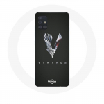 &Uuml;mbris Samsung Galaxy A71 Vikings Series 6. hooaja logoga V M&otilde;&otilde;gahall must taust