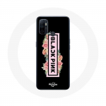 Coque pour Oppo A53 Blackpink Groupe de K-pop Logo Noir Rose Fond Noir
