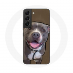 &Uuml;mbris Samsung Galaxy S21 FE Pitbull Dog jaoks valge hall