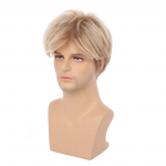 L&uuml;hike sirge poisi parukas Blond pruun s&uuml;nteetiline tukkidega Cosplay igap&auml;evased parukad meestele Looduslikud v&otilde;ltsjuuksed Halloweeni kuumuskindel kiud kuldpruun v&auml;rv