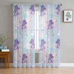 Haldjas vikerkaaret&auml;ht j&auml;rkj&auml;rguline pilvekroon Magamistuba l&auml;bipaistev l&auml;bipaistev kardinad p&uuml;hadekaunistused aken Voile t&uuml;llkardin 135W x 114H(cm)