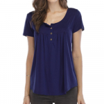 GMXIA naiste moe vabaaja suve &uuml;hev&auml;rvilise prindiga plisseeritud n&ouml;&ouml;biga l&uuml;hikeste varrukatega U-kaelusega lahtised pluusid ja s&auml;rgid S must