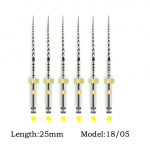 25/21 mm hambaviilid SC edasi p&ouml;&ouml;rlev NiTi viilis&uuml;steem endodontilise ravi hambaravi materjalideks 6 tk/karp SOCO PLUS 25mm 1805 kollane