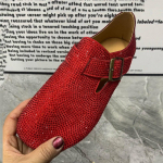 Moodsad naistejalatsid Rhinestone'ist naiste kausaalsed lamedad kingad suures suuruses naiste kingad Bling Slip On Naiste kingad 2024 Uus stiil 43 punane