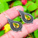 Natural Citrine Gemstone Handmade 925 Sterling Silver Earring 1.97 m5m98