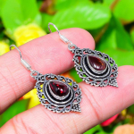 Natural Hessonite Garnet Gemstone 925 Sterling Silver Earring 1.62 k6w11