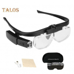 Lugemisprillid Suurendusklaasid Erinevatel aegadel USB-toitel 2 reguleeritava heledusega LED-valgustiga t&ouml;&ouml;pea sulgemiseks Suurendusklaasid Ehted must