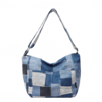 Suure mahutavusega naiste teksakott Patchwork &uuml;li&otilde;pilaste &otilde;lakott sinine