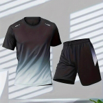 Uus suvine 3D prindiga Spordir&otilde;ivad Meestele Gradienttr&uuml;kiga sulgpalli&uuml;likond Outdoor Running T-s&auml;rk L&uuml;hikesed p&uuml;ksid Hingav meeste Spordi&uuml;likond S