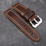 K&auml;sitsi valmistatud nahast kellarihm 20 22 24 26MM Esimene kiht lehmanahka on pooleks volditud, et valmistada kohvipruun k&auml;ev&otilde;ru 20mm