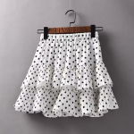 Chiffon Short Skirt Black White Polka Dot A-line High Waist Summer Beach Holiday Ruffles Puffy Mini Skirt Casual mujer faldas XL valge