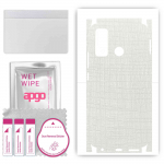 apgo Protective Skin Sticker for the back+sides compatible with Tecno Spark 5, Full Wrap Film, Foil, Vinyl - Pattern White Fabric