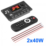 2x40W v&otilde;imendi 5V-26V MP3-m&auml;ngija Bluetooth 5.0 dekooder pardal auto FM-raadio mooduli tugi TF USB AUX 3.5 WAV k&otilde;ne salvestamine