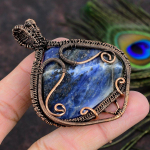 Natural Sodalite Gemstone Handmade Copper Wire Wrap Gift Pendant 2.88 w8y01