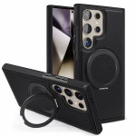 Magsafe'i magnetkesta jaoks Samsung Galaxy S24 S23 S22 Ultra Plus Pu Hybrid Tpu p&otilde;rutuskindel 360 &deg; p&ouml;&ouml;rlev metallist aluse korpuse kate Samsung S24 Ultra oranž