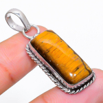 Natural Tiger Eye Gemstone Handmade 925 Sterling Silver Pendant 1.65 v9g80