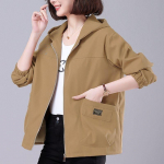 Kevadine ja s&uuml;gisene naiste vaba vabaaja &uuml;hev&auml;rviline kapuutsiga jope XXXL must