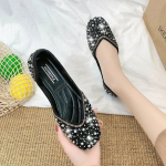 Glitter Crystal Pearl trukid Balletikingad Naised Kandilised varvaste libisemine Loafers Mugavad madalad v&auml;ljal&otilde;igatud baleriinid Mokassiinid Naised 35 must
