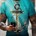 3D Compass T-s&auml;rgid meestele l&uuml;hikeste varrukatega topid Vintage t&auml;navar&otilde;ivad O-kaelusega pullover Meremeeste r&otilde;ivad Retro T-s&auml;rgid 6XL meeste T-s&auml;rgid S
