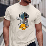 Uus suvine meeste moe T-s&auml;rk Creative Cartoon Astronaut Planet tr&uuml;kitud meeste T-s&auml;rk Top XS must