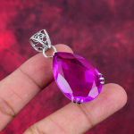 Rubeliidist ripats, 925 Sterling h&otilde;bedast ripats v&auml;&auml;riskivide ehted, k&auml;sitsi valmistatud ripats, imelised ehted, kingitus talle 2.08 Inches