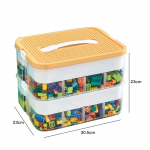 Ehitusploki hoiukast 3-kihiline suure mahutavusega puslem&auml;nguasjad Salastatud korraldajakast Laste m&auml;nguasjade osad plokid hoiukonteiner Compartment with inner box 2 layer kollane