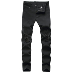 Suvised rebenenud teksad Meeste Slim Fit p&otilde;lvedele l&otilde;hestatud elastsed vabaaja teksad 38 must