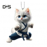 Kung Fu kassi rippuv kaunistus Kodu siseruumides j&otilde;ulupuu auto tahavaatepeegel 2D lame akr&uuml;&uuml;list kassipoeg rippuv ornament Multifilm loomade ripats oranž