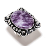 Natural Lepidolite Gemstone Handmade 925 Sterling Silver Jewelry Ring S.6 i7j31 gray