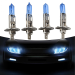 4x H1 halogeen-esituled valge valgusega kaug-/l&auml;hituled 12V 6000K pirn 55W