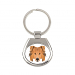 Collie Rough, Long-Haired Collie - geometric keychain with a photo and the inscription Art-Dog
