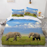 3D Elevandi voodipesukomplekt King Queen suletekikott Padjap&uuml;&uuml;r 2/3tk Loomade voodikate Pehme kiiresti kuivav kodutekstiil kingitus Baby 100x135cm