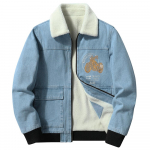 Uus jakk Meeste sametjakk Denim Paks puuvillane mantel S&uuml;gis ja talv Soe tikitud paks jakk Noorte meeste riided 4XL