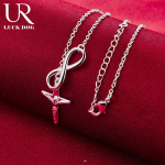 925 Sterling Risti ripats Kaelakee Moodsad pulmaehted O-45CM