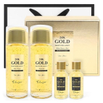 Eluzai Men's 24K Gold Deep Collagen for Men Skin Ampoule 2 types + Portable 2 types + Shopping bag set, 1 set beige
