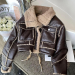 Must lambavillast jope talvepealsed &uuml;ler&otilde;ivad, paksendatud pluss samet, mootorratta kunstnahast jope, &otilde;mmeldud motomantel, PU pl&uuml;&uuml;skardigan, krae topid S