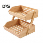 Puidust puuviljakorv hoiuriiul virnastatav k&ouml;&ouml;gi korraldaja puuviljadele k&ouml;&ouml;giviljadele suupistetele ruumis&auml;&auml;stlik mitmeotstarbeline riiul ja v&uuml;rtsiriiul Dual Layer