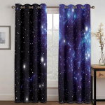 Cosmic Galaxy Printing Star kardin Elutuba Magamistoa Kardinad Kodukaunistused Kardinad T&auml;iskasvanutele Lastele W50H130(CM)x2&Hook blue