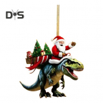 J&otilde;uluripats J&otilde;uluvana dinosauruse ornamendil 2D lame akr&uuml;&uuml;list rippuv kaunistus j&otilde;ulupuu mantelkaunistuseks Santa Claus
