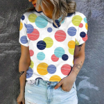 Must valge polka t&auml;ppide mustriga igap&auml;evane Fallow Style naiste sumerriided Suurem&otilde;&otilde;tmeline T-s&auml;rk l&uuml;hikeste varrukatega mugavad topid S-8XL XL