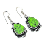 Natural Copper Green Turquoise 925 Sterling Silver Jewelry Earring 1.77 f3p84