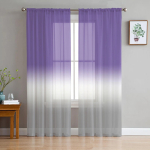 Roosakashall gradient ombre l&auml;bipaistvad kardinad elutoa kaunistamiseks akna kardin k&ouml;&ouml;gi t&uuml;ll voil organza kardinad W135 x H115cm x1&Grommet Top gray