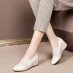 Mom Wedge Heel &uuml;ksikud kingad Briti stiilis lame p&otilde;hjaga &uuml;mar pea Mood k&otilde;rged kontsad naiste kingad V&auml;ikesed nahast kingad sisek&otilde;rguse suurendamine laiskjalatsid 34