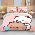Bubu Dudu Multifilm Armas Karu Kawaii J&otilde;ulukink Kuningas &Uuml;hene Kahene Poiste Voodipesu Komplekt Mikrokiud v&otilde;i Pol&uuml;ester Tekikoti Komplekt 70x133cm 2pcs white