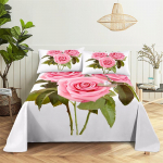 Kodu Voodilinad Roosa Roos &Uuml;hekordne Voodilina Moedisain Lilled Linad Queen Size Voodilinade Komplekt Voodilinad ja Padjap&uuml;&uuml;rid 150X230cm(2Pcs)