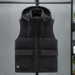 Vest meeste s&uuml;gis- ja talvetrend v&auml;ljaspool kulumist lahtiselt paksendatud alla puuvillane suur vest vest vest mees L must