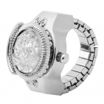 S&otilde;rmer&otilde;ngaskell Flip Up Cover Round Rose Flower Women Finger Quartz Watch(Valge ) valge